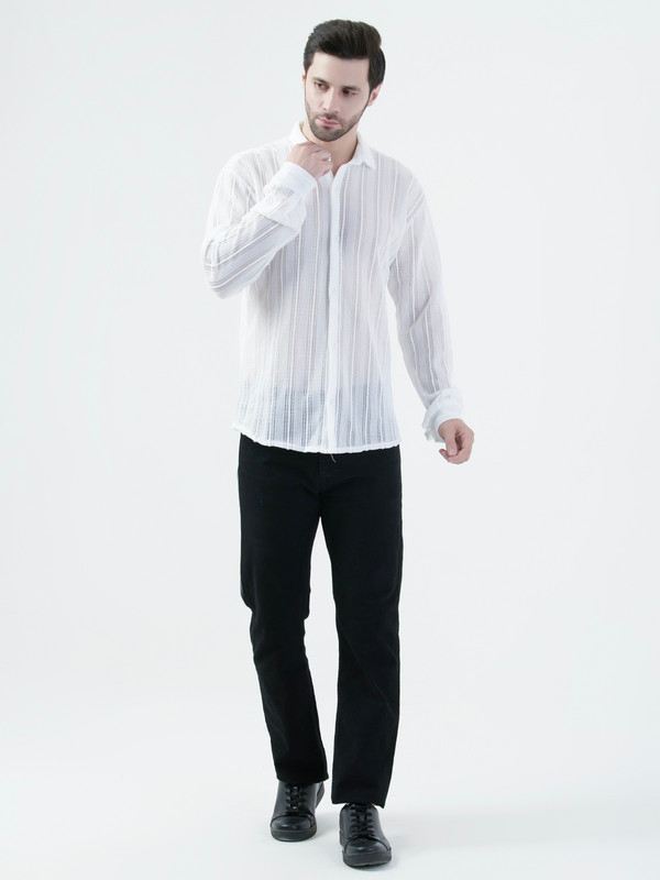 Albion Mens White Shirt Full Sleeve