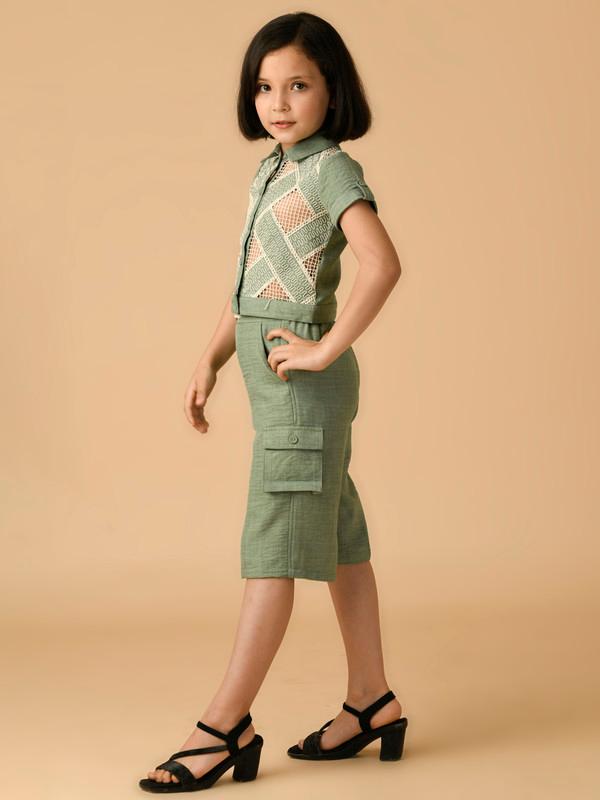 ALBION PREMIUM GIRLS GREEN SKIRT TOP