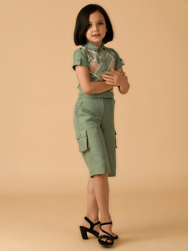 ALBION PREMIUM GIRLS GREEN SKIRT TOP