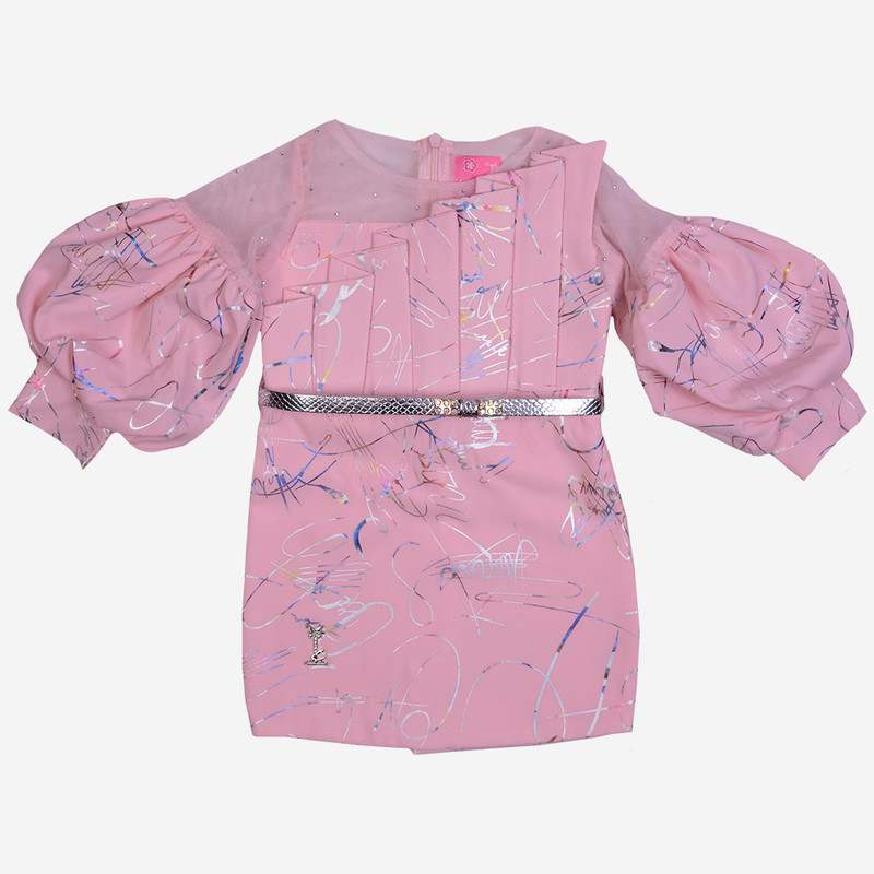 ALBION KIDS GIRLS PINK KITTENS FROCK