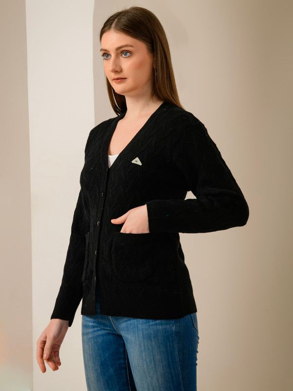 ALBION SMART BLACK LADIES WINTER CARDIGAN