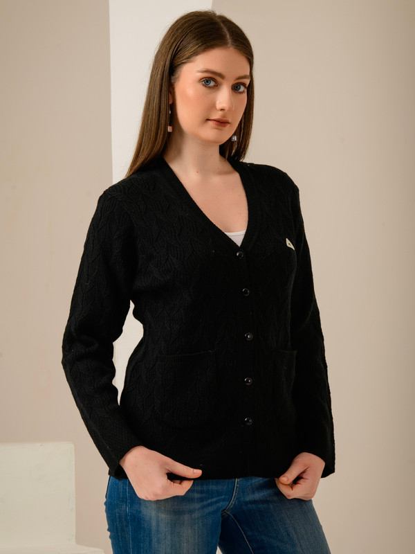 ALBION SMART BLACK LADIES WINTER CARDIGAN