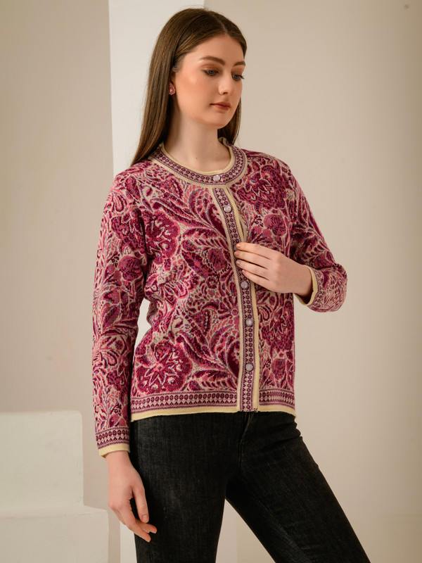 ALBION SMART MAHROON LADIES WINTER CARDIGAN