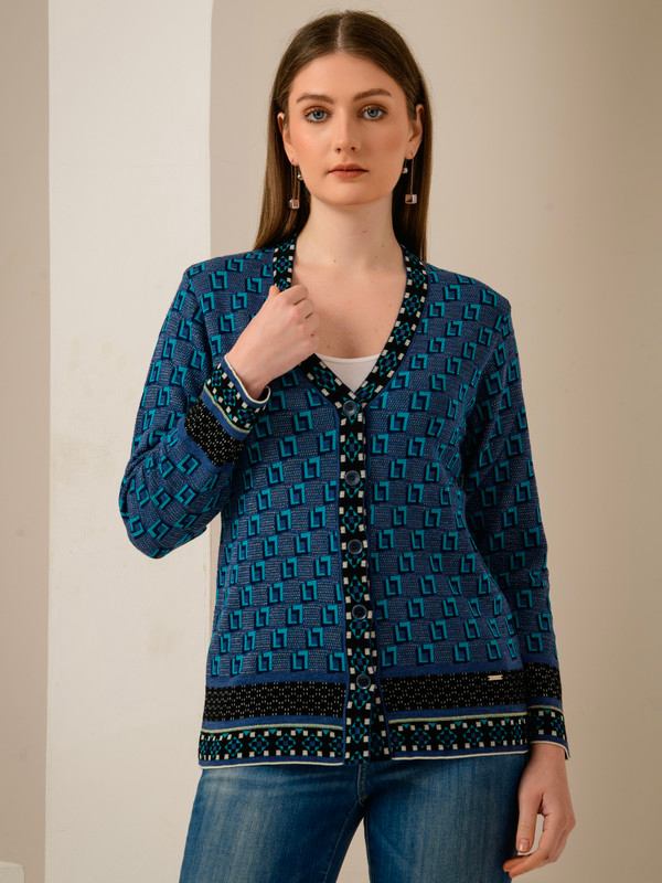 ALBION SMART BLUE LADIES WINTER CARDIGAN