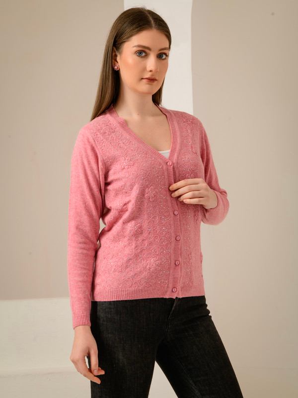 ALBION SMART LIGHT PINK LADIES WINTER CARDIGAN
