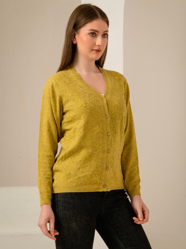 ALBION SMART MEHNDI LADIES WINTER CARDIGAN