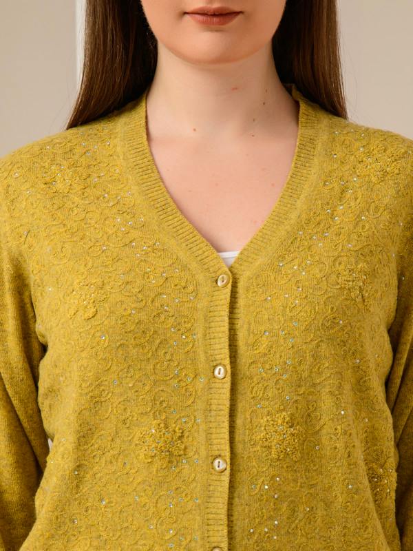 ALBION SMART MEHNDI LADIES WINTER CARDIGAN