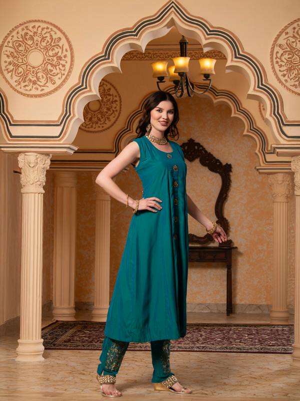 ALBION FANCY LADIES ETHNIC BLUE KURTI SET