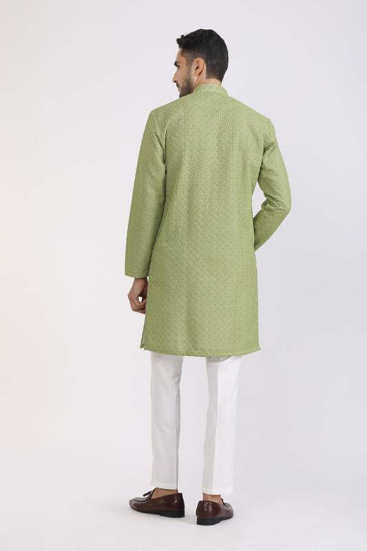 Albion Mens Primume Green Kurta Pyjama