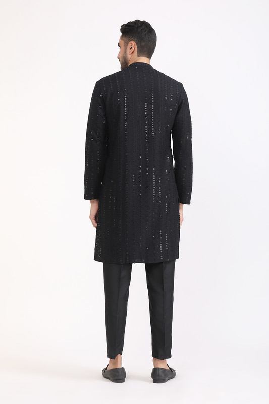 Albion Mens Primume Black Kurta Pyjama