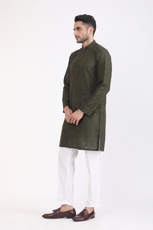 Albion Mens Primume M.Green Kurta Pyjama