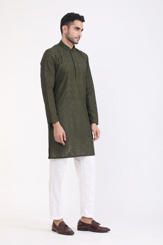 Albion Mens Primume M.Green Kurta Pyjama