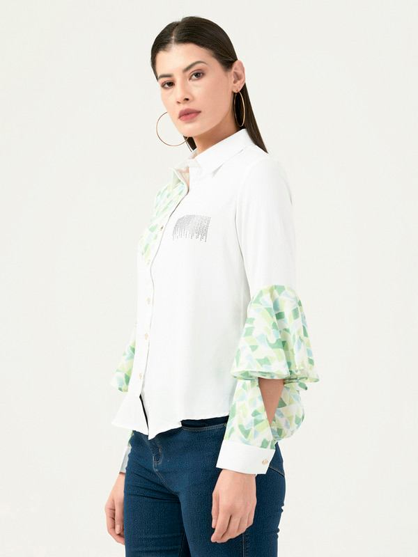 Albion Women Smart Premium Green Casual Shirt