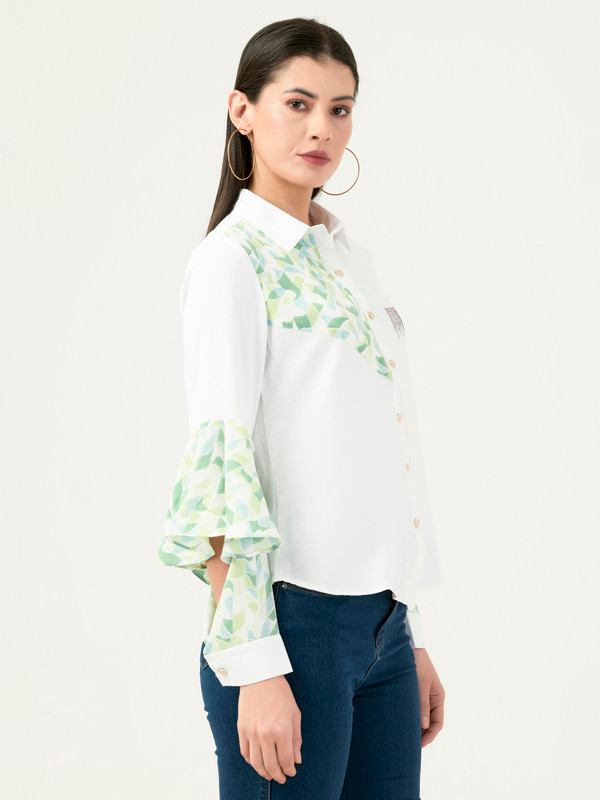 Albion Women Smart Premium Green Casual Shirt