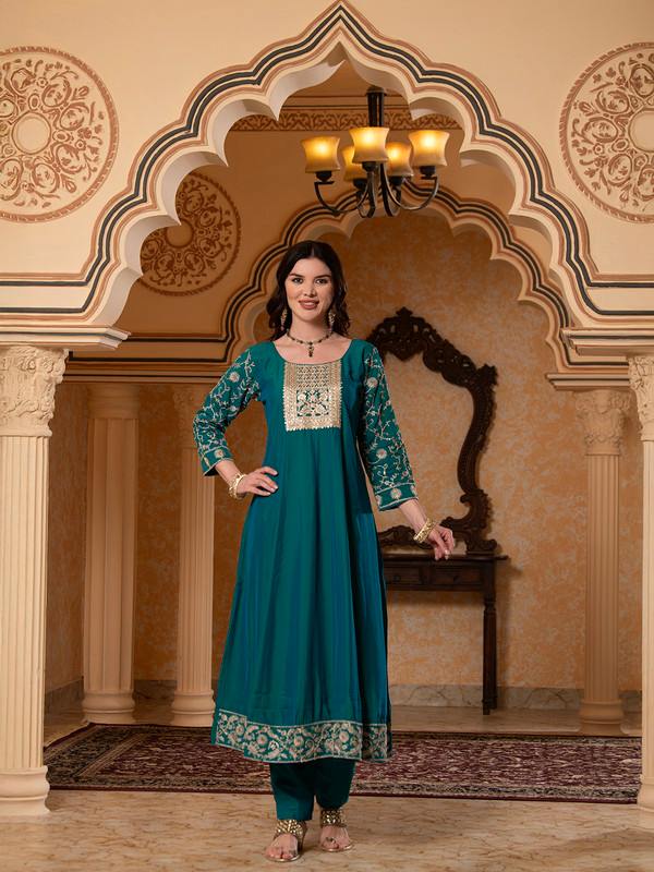 ALBION FANCY LADIES ETHNIC BLUE KURTI SET