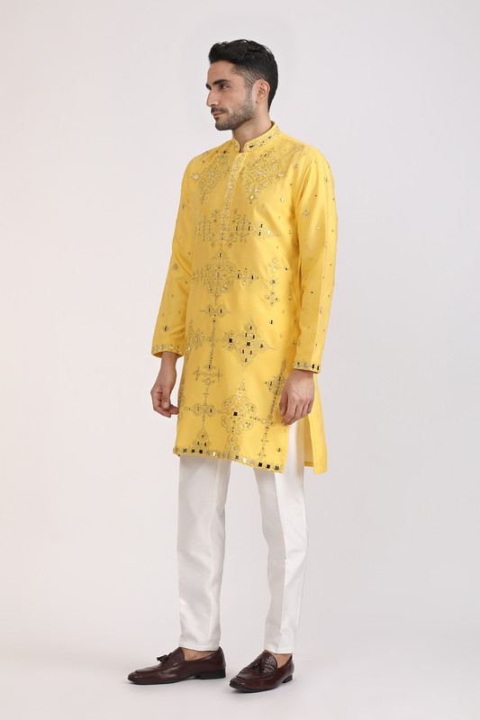 Albion Mens Primume Yellow Kurta Pyjama