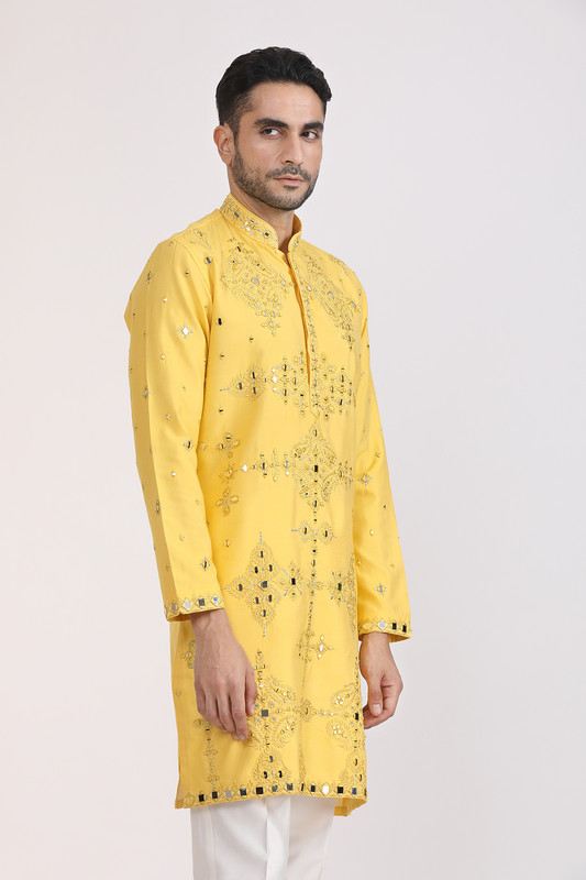Albion Mens Primume Yellow Kurta Pyjama
