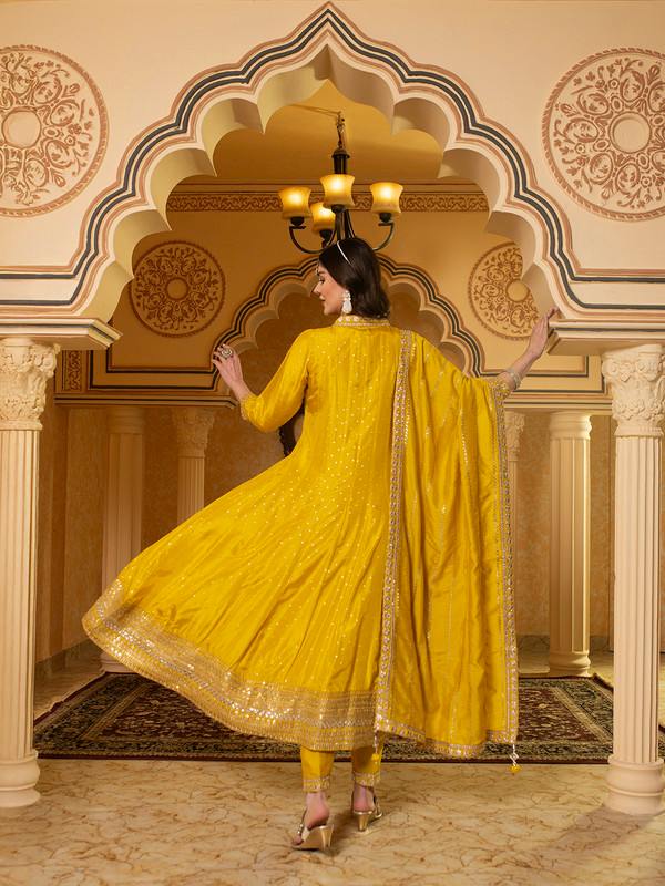ALBION FANCY LADIES ETHNIC YELLOW KURTI SET