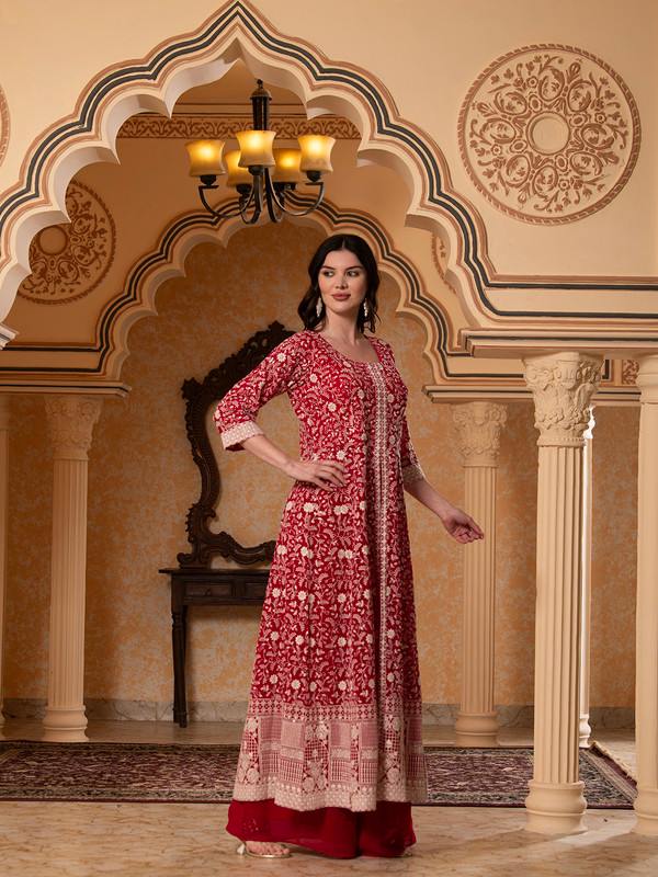 ALBION FANCY LADIES ETHNIC PINK KURTI SET