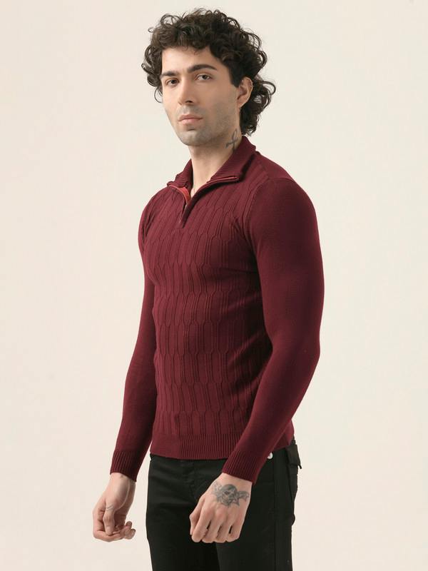 ALBION Mens Winter Maroon Sweaters