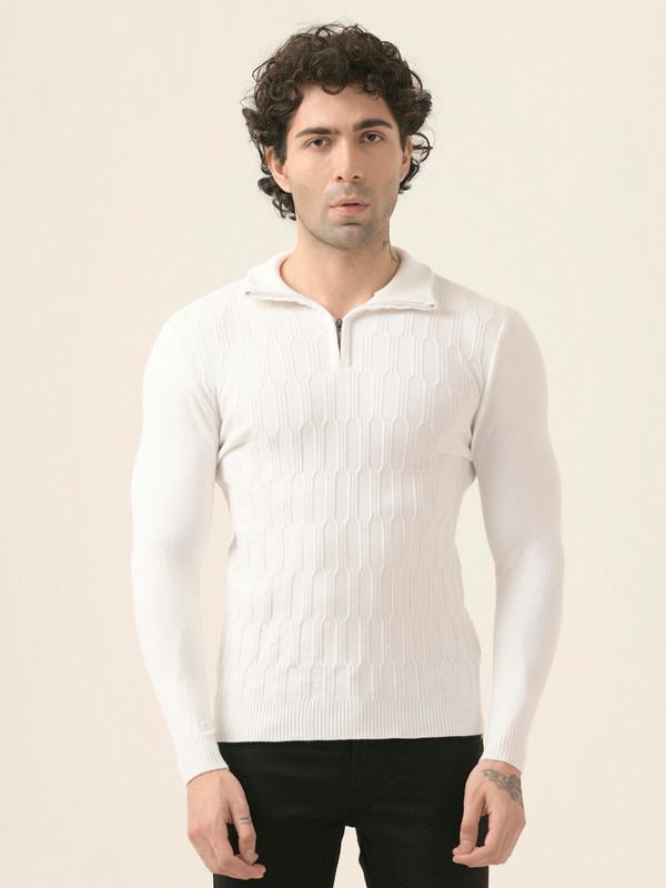 Albion Mens Winter White Sweaters