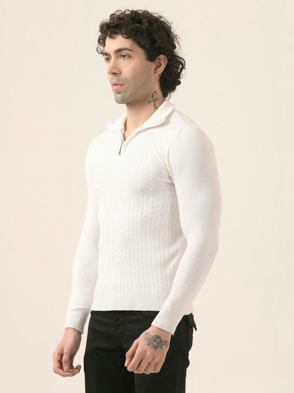 ALBION Mens Winter White Sweaters
