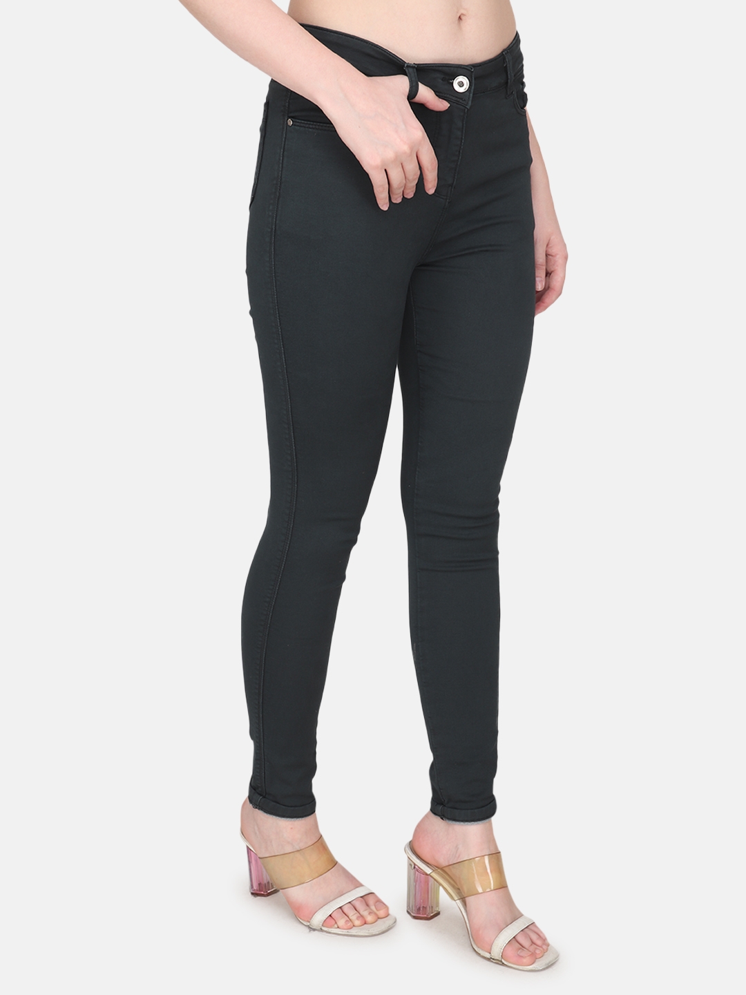 Albion | Albion By CnM Women Dark Grey Denim Stretchable Jeans 2