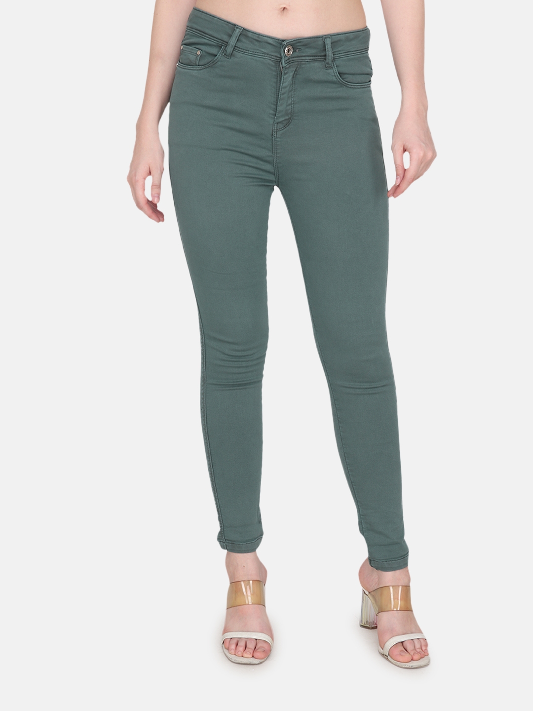Albion | Albion By CnM Women Green Denim Stretchable Jeans 0