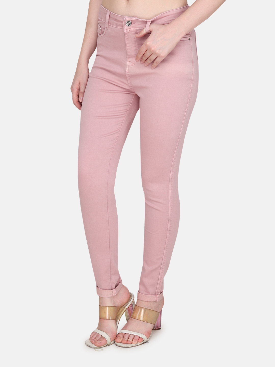 Albion | Albion By CnM Women Pink Denim Stretchable Jeans 1