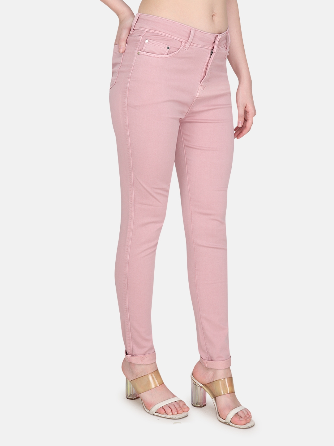 Albion | Albion By CnM Women Pink Denim Stretchable Jeans 2