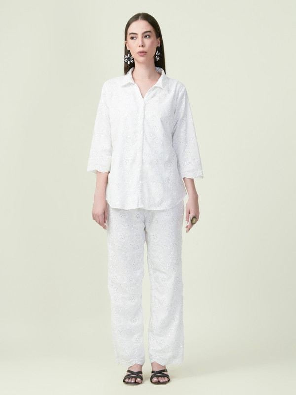 Albion Premium Ladies Neel Kamal White Coordinate Set