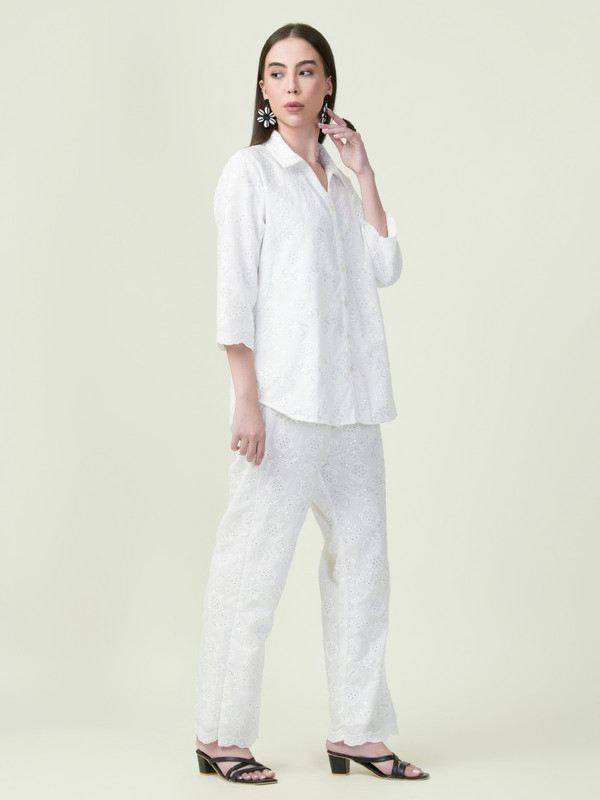 Albion Premium Ladies Neel Kamal White Coordinate Set