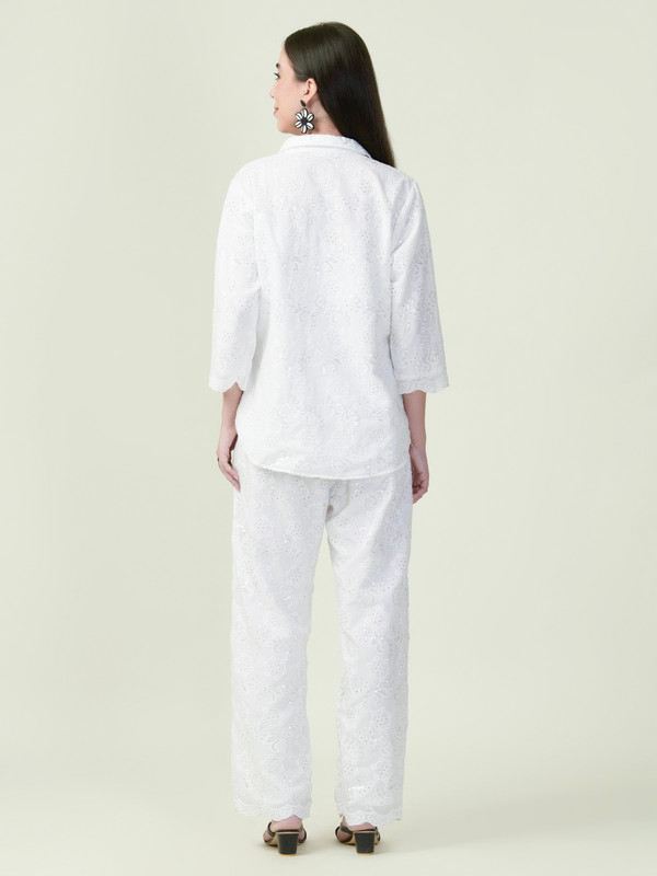 Albion Premium Ladies Neel Kamal White Coordinate Set