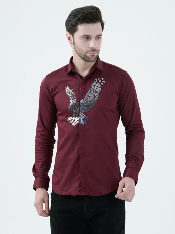 Albion Mens Mehroon Shirt Full Sleeve