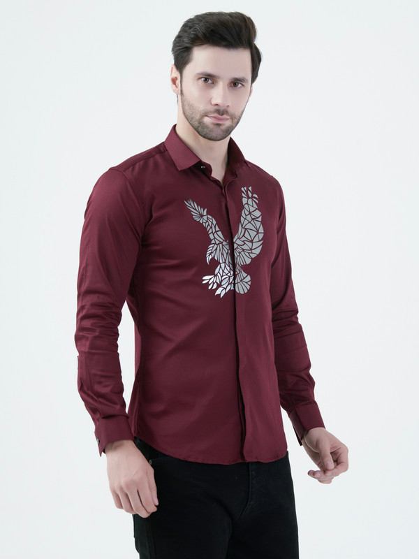 Albion Mens Mehroon Shirt Full Sleeve