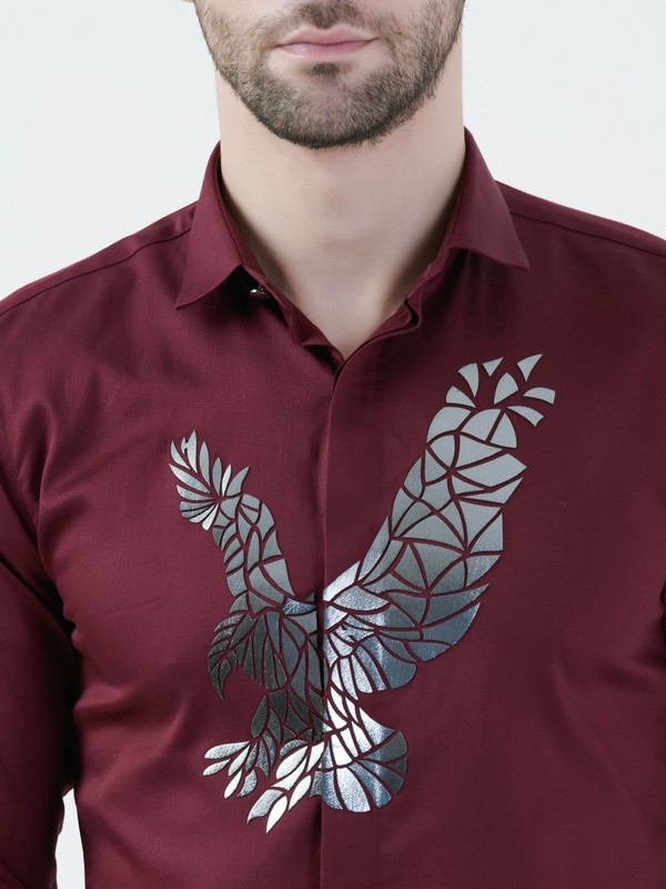 Albion Mens Mehroon Shirt Full Sleeve
