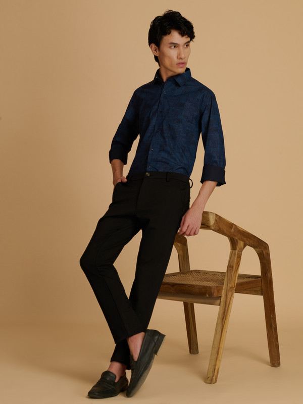 Albion Premium Mens Blue Print Shirt Fs