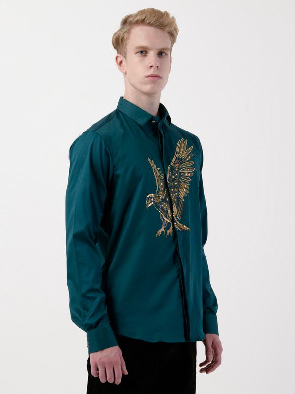 Albion Mens Green Shirt Full Sleeve