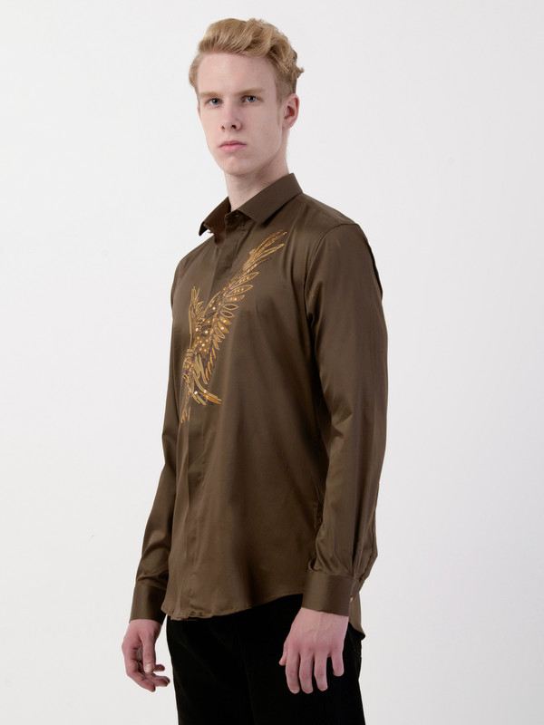 Albion Mens Khaki Shirt Full Sleeve