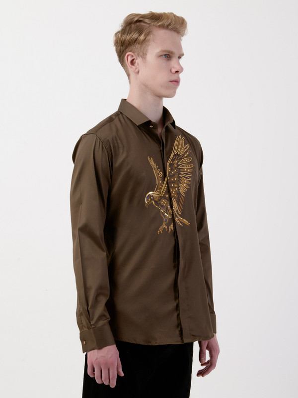 Albion Mens Khaki Shirt Full Sleeve