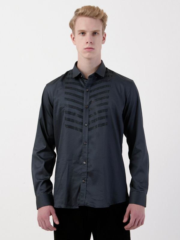 Albion Mens Gray Shirt Full Sleeve