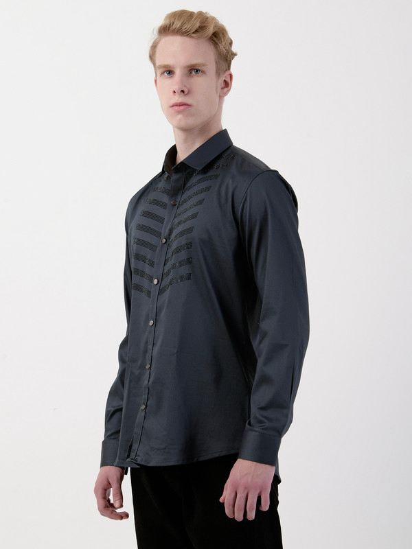 Albion Mens Gray Shirt Full Sleeve