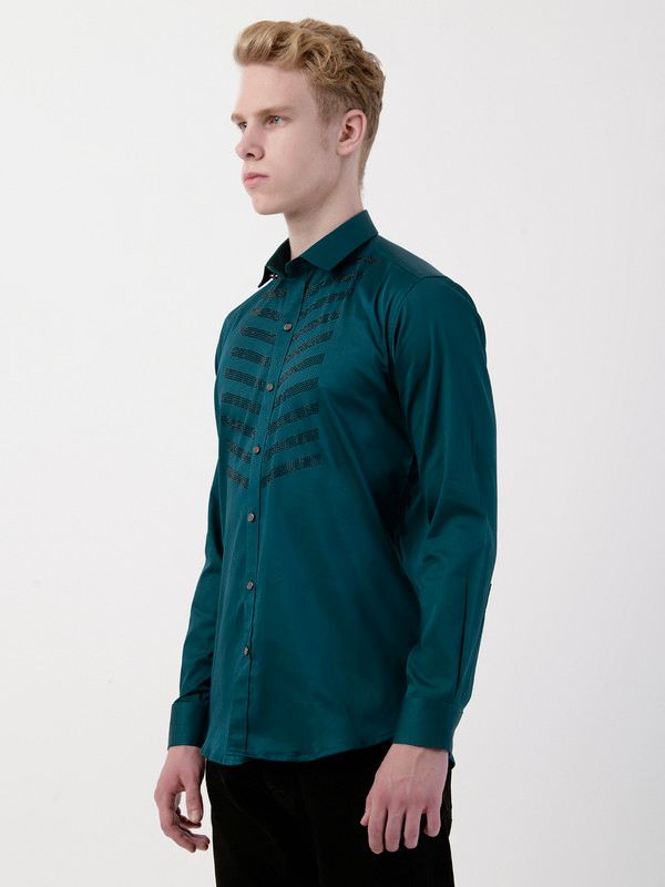 Albion Mens Green Shirt Full Sleeve