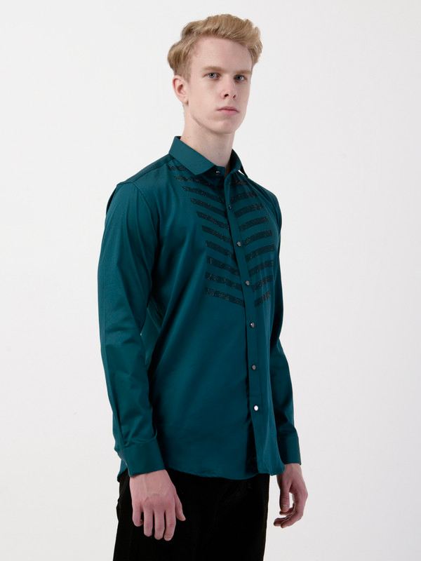 Albion Mens Green Shirt Full Sleeve