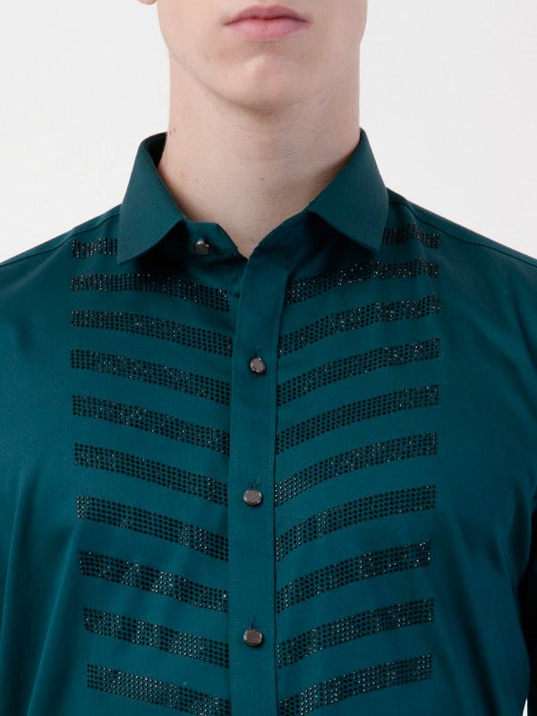 Albion Mens Green Shirt Full Sleeve