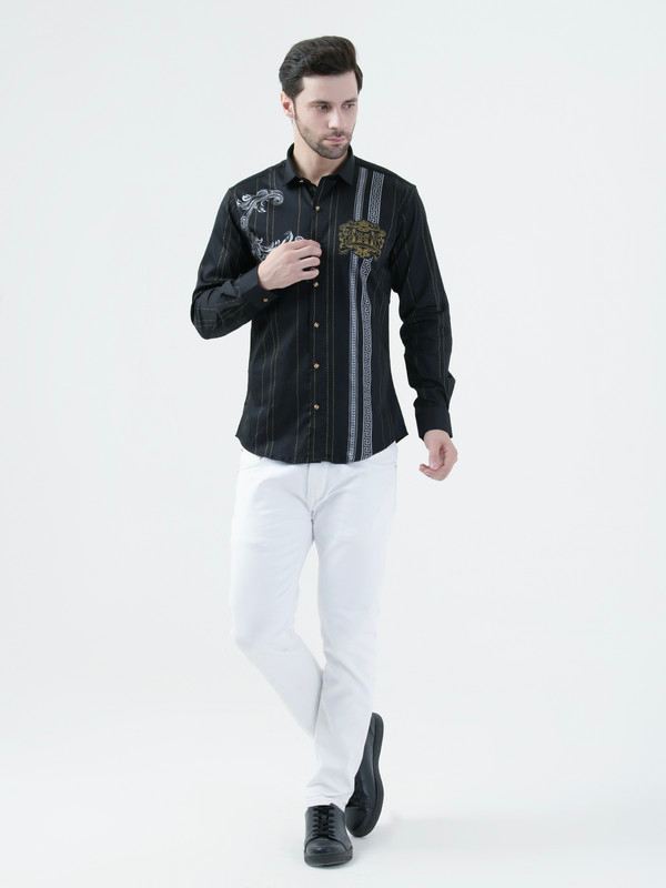 Albion Mens Black Shirt Full Sleeve