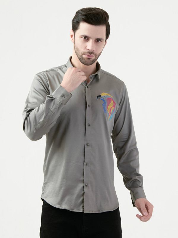 Albion Mens Gray Shirt Full Sleeve