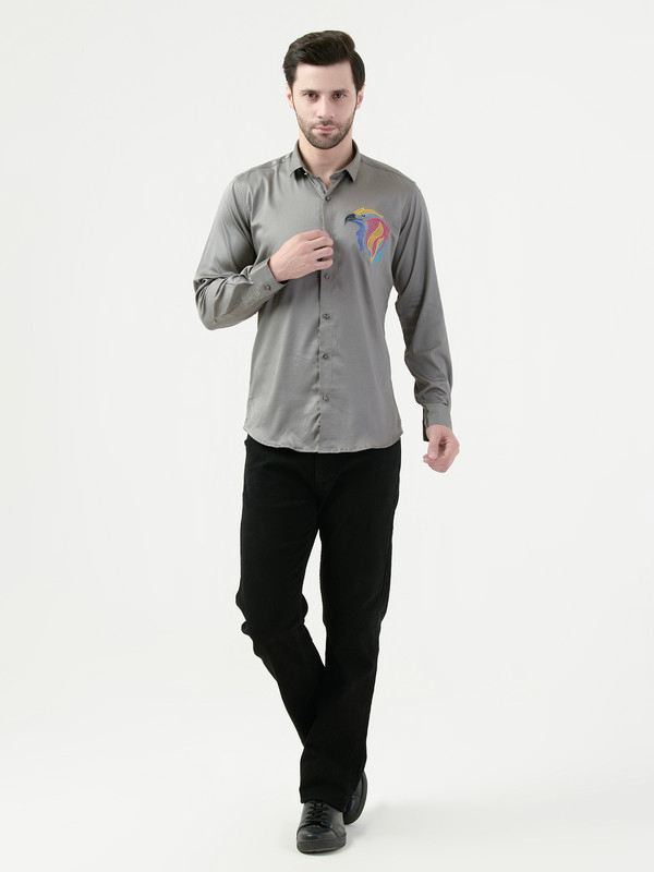 Albion Mens Gray Shirt Full Sleeve
