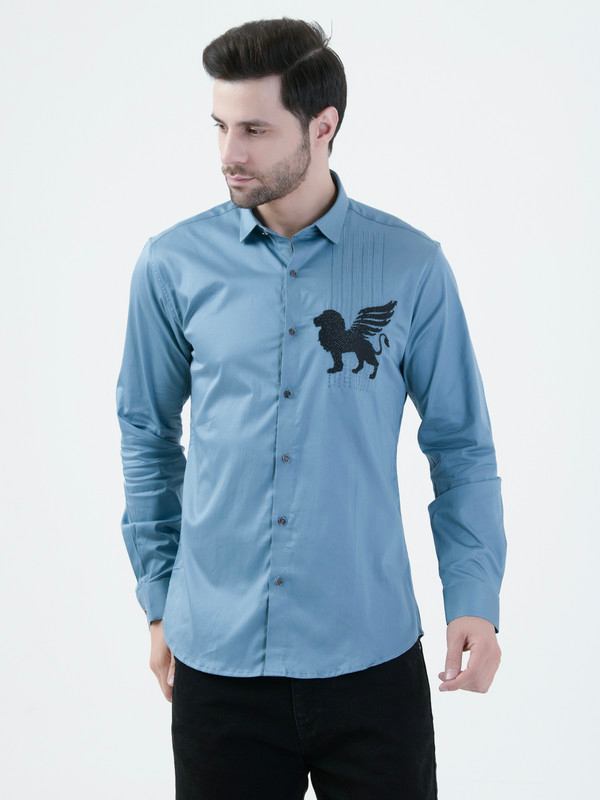 Albion Mens Aqua Shirt Full Sleeve