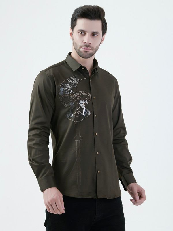 Albion Mens Khakhi Shirt Full Sleeve